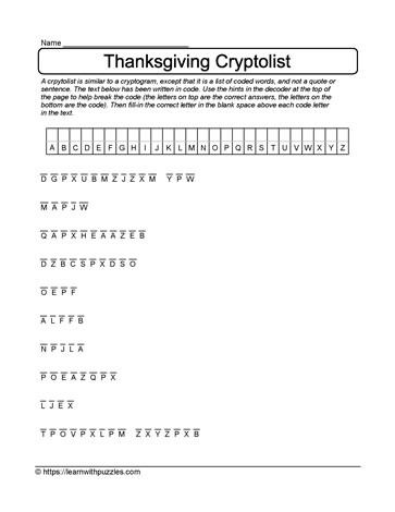 Thanksgiving Cryptolist #08